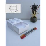 LEGO Tasarımlı Mini Çekmece 2x2 Masaüstü Düzenleyici Dekoratif Saklama Kutusu - Beyaz