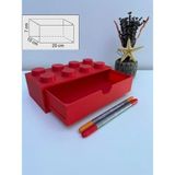 LEGO Tasarımlı Mini Çekmece 4x2 Masaüstü Düzenleyici Dekoratif Saklama Kutusu - Kırmızı