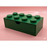 LEGO Tasarımlı Mini Çekmece 4x2 Masaüstü Düzenleyici Dekoratif Saklama Kutusu - Koyu Yeşil