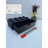 LEGO Tasarımlı Mini Çekmece 4x2 Masaüstü Düzenleyici Dekoratif Saklama Kutusu - Siyah