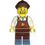 Lego TWN473 Creator Barista Male Reddish Brown Apron With Cup and Name Tag