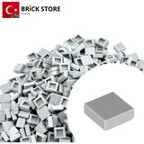 LEGO Yedek Parçalar, 100 Adet 1x1 Tile Düz Fayans Parçası, Açık Gri Rengi, 3070