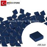 LEGO Yedek Parçalar, 100 Adet 1x1 Tile Düz Fayans Parçası, Lacivert ( Dark Blue), 3070