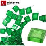 LEGO Yedek Parçalar, 100 Adet 1x1 Tile Düz Fayans Parçası, Şeffaf Yeşil Rengi, 3070