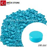 LEGO Yedek Parçalar: 100 Adet 1x1 Tile Round Yuvarlak Fayans Parçası, Azur Mavisi Renk (V )