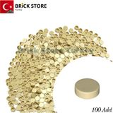 LEGO Yedek Parçalar: 100 Adet 1x1 Tile Round Yuvarlak Fayans Parçası, Krem Rengi (Tan)