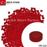 LEGO Yedek Parçalar: 100 Adet 1x1 Tile Round Yuvarlak Fayans Parçası, Şeffaf Kırmızı Renk (Trans Red)