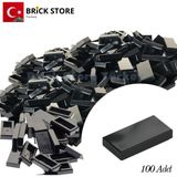 LEGO Yedek Parçalar, 100 Adet 1x2 Tile Düz Fayans Parçası, Siyah ( Black ), 3069