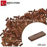 LEGO Yedek Parçalar, 100 Adet 1x3 Tile Düz Fayans Parçası, Kahverengi ( Reddish Brown), 63864