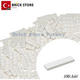 LEGO Yedek Parçalar, 100 Adet 1x4 Tile Düz Fayans Parçası, Beyaz Renk ( White ),2431