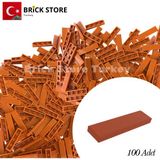 LEGO Yedek Parçalar, 100 Adet 1x4 Tile Düz Fayans Parçası, Kırmızınsı Turuncu Renk ( Reddish Orange ),2431