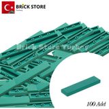 LEGO Yedek Parçalar, 100 Adet 1x4 Tile Düz Fayans Parçası, Koyu Turkuaz (Dark TURQUOISE),2431
