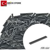 LEGO Yedek Parçalar, 100 Adet 1x8 Tile Düz Fayans Parçası, Koyu Gri (Dark Bluish GRAY),4162