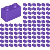 LEGO Yedek Parçalar: Brick: Duvar Parçası: 100 Adet 1x2 Koyu Mor 3004 - Parts: Brick: 100 Piece 1x2 Dark Purple 3004