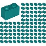 LEGO Yedek Parçalar: Brick: Duvar Parçası: 100 Adet 1x2 Koyu Turkuaz 3004 - Parts: Brick: 100 Piece 1x2 Dark Turquoise 3004