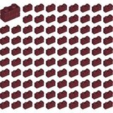 LEGO Yedek Parçalar: Modifiyeli Duvar Parçası: 100 Adet 1x2 Bordo 98283 - Parts: Brick, Modified: 100 Piece 1x2 Dark Red