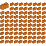 LEGO Yedek Parçalar: Modifiyeli Duvar Parçası: 100 Adet 1x2 Koyu Turuncu 98283 - Parts: Brick, Modified: 100 Piece 1x2 Dark Orange
