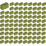 LEGO Yedek Parçalar: Modifiyeli Duvar Parçası: 100 Adet 1x2 Zeytin Yeşili 98283 - Parts: Brick, Modified: 100 Piece 1x2 Olive Green Masonry Brick