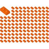 LEGO Yedek Parçalar: Plate 1X2: 100 Adet 1x2 Plate Parts Plaka Parçası Kırmızımsı Turuncu - Reddish Orange 3023