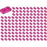 LEGO Yedek Parçalar: Plate 1X2: 100 Adet 1x2 Plate Parts Plaka Parçası Şeffaf Pembe - Trans Pink 3023