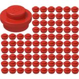 LEGO Yedek Parçalar: Plate Round: 100 Adet 1x1 Plate Round Parts Red- Kırmızı 4073