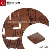 LEGO Yedek PARÇALAR,100 Adet 2x2 Tile Düz Fayans Parçası, Kahverengi ( Reddish Brown ), 3068