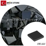 LEGO Yedek PARÇALAR,100 Adet 2x2 Tile Düz Fayans Parçası, Siyah (Black), 3068