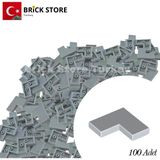 LEGO Yedek PARÇALAR,100 Adet 2x2 Tile Köşeli Fayans Parçası, Açık Gri Renk (Light Bluish Gray ),14719