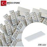 LEGO Yedek PARÇALAR,100 Adet 2x6 Tile Düz Fayans Parçası, Açık Gri Renk (Light Bluish Gray ),69729