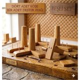 Legora Wood Design 1. Sınıf Gürgen Ağacı Açık Ceviz Mobilya Kanepe Koltuk Tv Ünitesi Mobilya Ayakları 5’li Set Köşe Ayak ve Destek Ayağı 15 cm Robot Süpürge Uyumlu