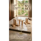 LEGORA WOOD DESİNG 15 cm Ahşap Konik Mobilya Ayağı 6'lı Set Köşe ve Destek Ayağı Gürgen Ham Robot Süpürge Uyumlu
