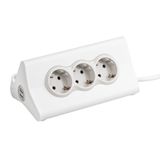 Legrand, 3'lü priz, entegre tablet/cep telefonu/akıllı telefon tutucu ve 2 portlu USB şarj istasyonu, iPhone iPad Samsung Huawei için, açma/kapama şalteri, uzatma kablosu 1,5 m, 694810