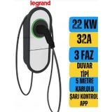 Legrand Elektrikli Araç Şarj Istasyonu 22 Kw Kablolu Duvar Tipi