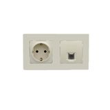 Legrand Salbei Bej (Krem) 2'Li Set Toprakli Priz Ve Telefon Numeris Cat3 Set