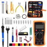Lehim havyası seti 60W, 30'u 1 arada lehim havyası kiti, elektronik LCD ayarlanabilir sıcaklık 200-450°C, lehim teli, dijital multimetre, 5 lehim ucu, havya standı, elektrik mühendisliği için lehim