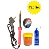 Lehim Makinası 60W Havya Kalemi Seti Tel Lehim Pastası Elektrik Bandı - 4lü Paket