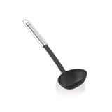 Leifheit Kepçe 32 cm naylon Sterling serisi, paslanmaz çelik ve naylondan çorba kepçesi, çiziksiz pişirmek için, oval saplı ve pratik asma halkalı, sos kaşığı, gümüş