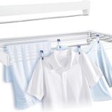 Leifheit Telegant Protec Plus Duvar Monte Kurutucu 103 x 53 cm | Banyo, balkon ve teras için duvar çamaşır kurutucu, uzatılabilir, her biri 90 cm 8 çubuk, alüminyum havlu askısı, paslanmaz