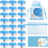 LEIFIDE 50 Set Bebek Duşu Hediyeleri Misafirler için Çay Işıkları Mumlar Bebek Hediyeleri Mini Kartlı Çantalar ve Cinsiyet Açıklaması için Örgü Çantalar (Mavi)