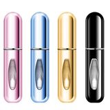 Leikedun 4 adet 5 ml parfüm spreyi, doldurulabilir, boş seyahat parfümü, mini taşınabilir sprey şişesi, pencereli, el çantası, seyahat, tatil, uçak seyahatleri için (4 adet 5 ml)