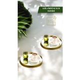 Leila 2 Adet Yuvarlak Aynalı Sunumluk Altın 24x24 İkramlık Kahve Ve Çay Sunum Tepsisi