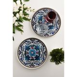Leila 2'li Azure Bloom tepsi 22 cm Mavi-Beyaz
