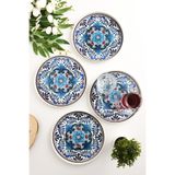 Leila 4'lü Azure Bloom tepsi 22 cm Mavi-Beyaz