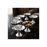 Leila 6'lı Set Gümüş Metal Dekoratif Lokumluk, Sunumluk, Şekerlik,Kahve Yanı