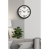 Leila Home Modern Duvar Saati Siyah Çerçeve Sessiz Akar 31 cm