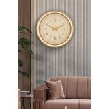Leila Home Modern Sessiz Mekanizmalı Şık Tasarım Camlı 36cm Duvar Saati Altın-Krem