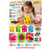 Leiste Button Clothes Gömlek Düğme ve İpe Dizme Oyunu Düğme ve Kıyafet Giydirme Eğitici ve Eğlenceli Kutu Oyunu 32 Parça Montessori Eğitici Oyuncak Okul Öncesi Zeka Seti