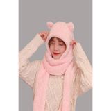 Leiste Kids Hoodie Kapşonlu Peluş Bere Atkı Welsoft Polar Boyunluk Şalı 10-16 Yaş Kız Çocuk Kulaklı Şapka