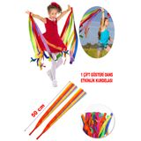 Leiste Ribbon Gökkuşağı Ritmik Jimnastik Dans Gösteri Kurdelesi Çocuk Kreş PonPon Aktivite Etkinlik Bandı