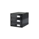 Leitz 6048 Wow Metalik Siyah Üç Çekmeceli Evrak Rafı